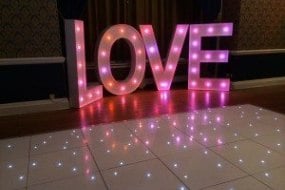 Sparkling Dancefloor and LOVE Letter Hire Light Up Letter Hire Profile 1