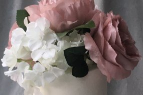 Silk flower wedding cake topper