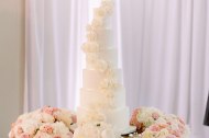 6 tier all white wedding cake