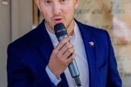 Singing at an opening event, Torquay, 2019