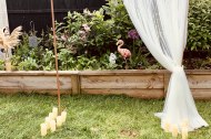 Copper frame backdrop with drapes