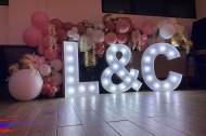Organic balloon garland with light up letters