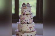 Edible flower wedding cake 