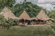Corporate Event at Amber Lakes - Supplied two Giant Hat tipis with a Midi Hat tipi in the middle