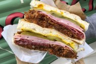 The Cuban! Salami, ham, pulled pork, cheese, pickles & American mustard - yum!