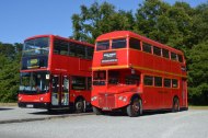 Our Vintage Routemaster coach and Modern London double decker bus together