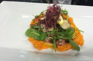 Pan fried scallops, butternut squash and rocket. 