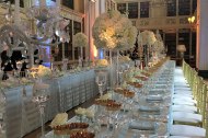 An elegant wedding breakfast setting at Blenheim Palace, Oxford.