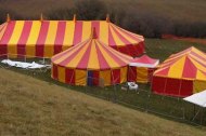 Colourful stripy tents and marquees for hire