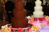 Twin chocolate fountains 100 guests £350 extra guests £1per head 