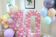 40th 4ft Numbers Filled with Balloons with a side garland and a set of 7.