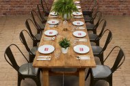 Rustic Trestle Tables and Tolix style chairs