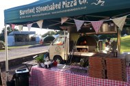 Wood-fired pizza at a music festival in North Somerset