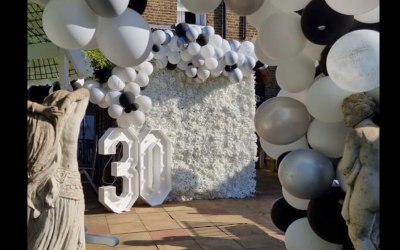 Light Up Numbers with our flower walls - available in pink/white too