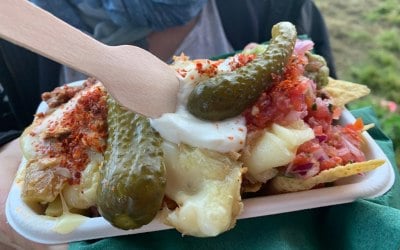 Melted Raclette loaded with chill Beef and topping's 