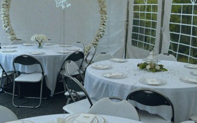 Marquee Round Table/Flower Frame Set Up