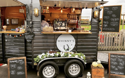 Whinny set up to serve coffee