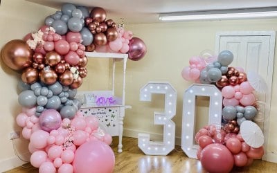 Light up number and sweet cart decor