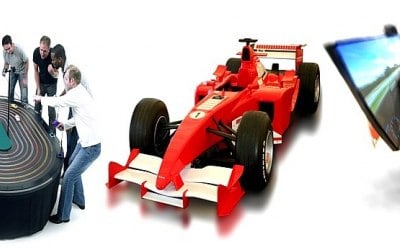 Giant Scalextric, Formula 1 Racing Cars, Laser Shooting Games