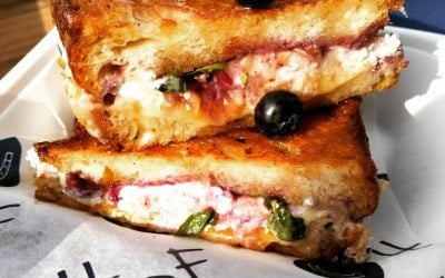  Goats cheese Blueberry honey and basil  