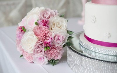 We hire cake stands and sell silk flower posies, priced from £5.99 each