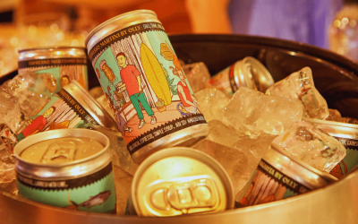 Custom canned cocktails freshly made for a Poke House restaurant launch