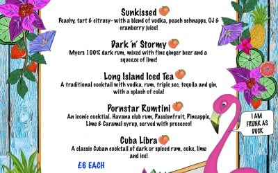 A cocktail menu example.