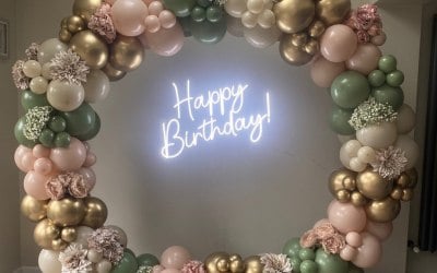Neon sign and Hoop display 