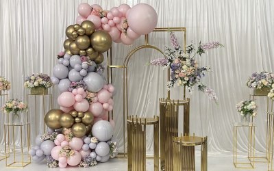 Custom colour Birthday balloon and backdrop 