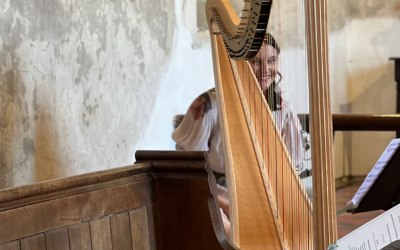 Performing at a church wedding in Stapleford, Wiltshire.