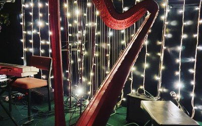 Stage setup for an event in Oxford.