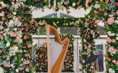 Setting up to perform at an Asian wedding in Woodhouse Eaves, Leicestershire.