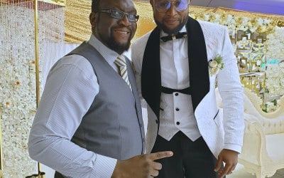 Happy groom at his Nigerian Wedding reception. Venue, City Pavillion Romford.