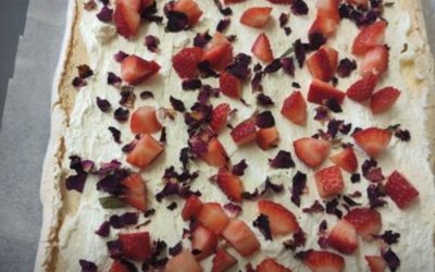 Rose petal & Strawberry Roulade