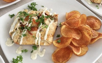 Individual Chicken, Bacon, Spinach, Ricotta Galette with Handcut Potato Chips