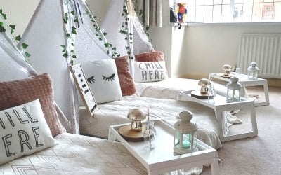 10th birthday sleepover in boho theme.