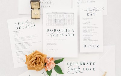 Monochrome wedding invitation suite - minimalist wedding stationery