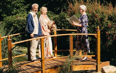 A vow renewal in the garden in Devon