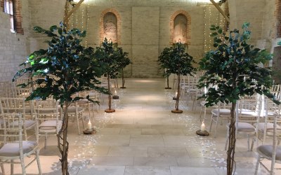 Bay trees and lanterns