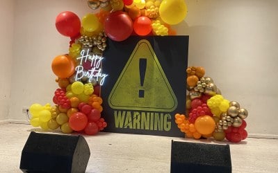 Custom backdrop & balloon garland 