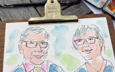 Wedding guest couple portrait