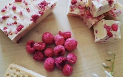 Our delicious White Chocolate & Rasberry Crunch Fudge