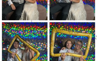 The gorgeous bride and groom at Gosfield Hall (free standing backdrop photo booth)