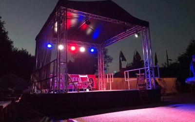 One of our outdoor covered stages in use at a heritage site in the midlands