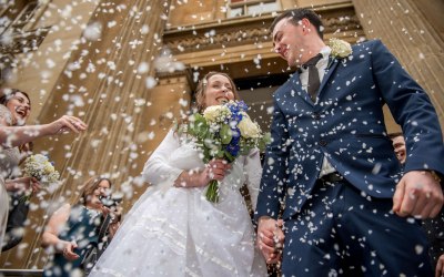 Confetti exit at Bristol Registry Office 