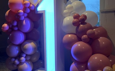 Balloon Garland around LED NUMBER 