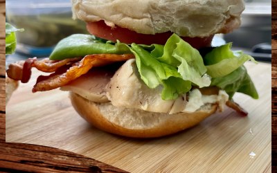 Roast chicken , bacon and salad 