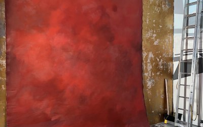 Vivid Red oil painted backdrop