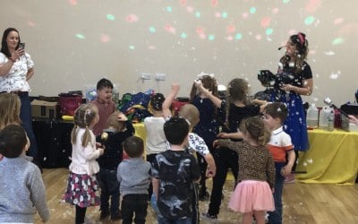 Children enjoying the bubbles 