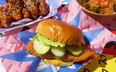 katsu chicken burger and delicious teriyaki chicken wings
